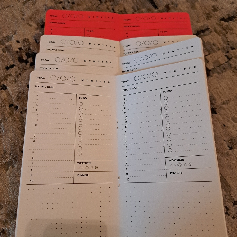 Red and White Daily Planner Perfect To Go Into Travelers Notebook!